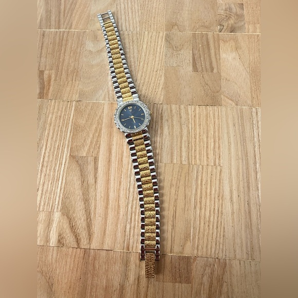 Jules Jurgensen ladies blue dial diamond to tone watch NEW BATTERY main image 7